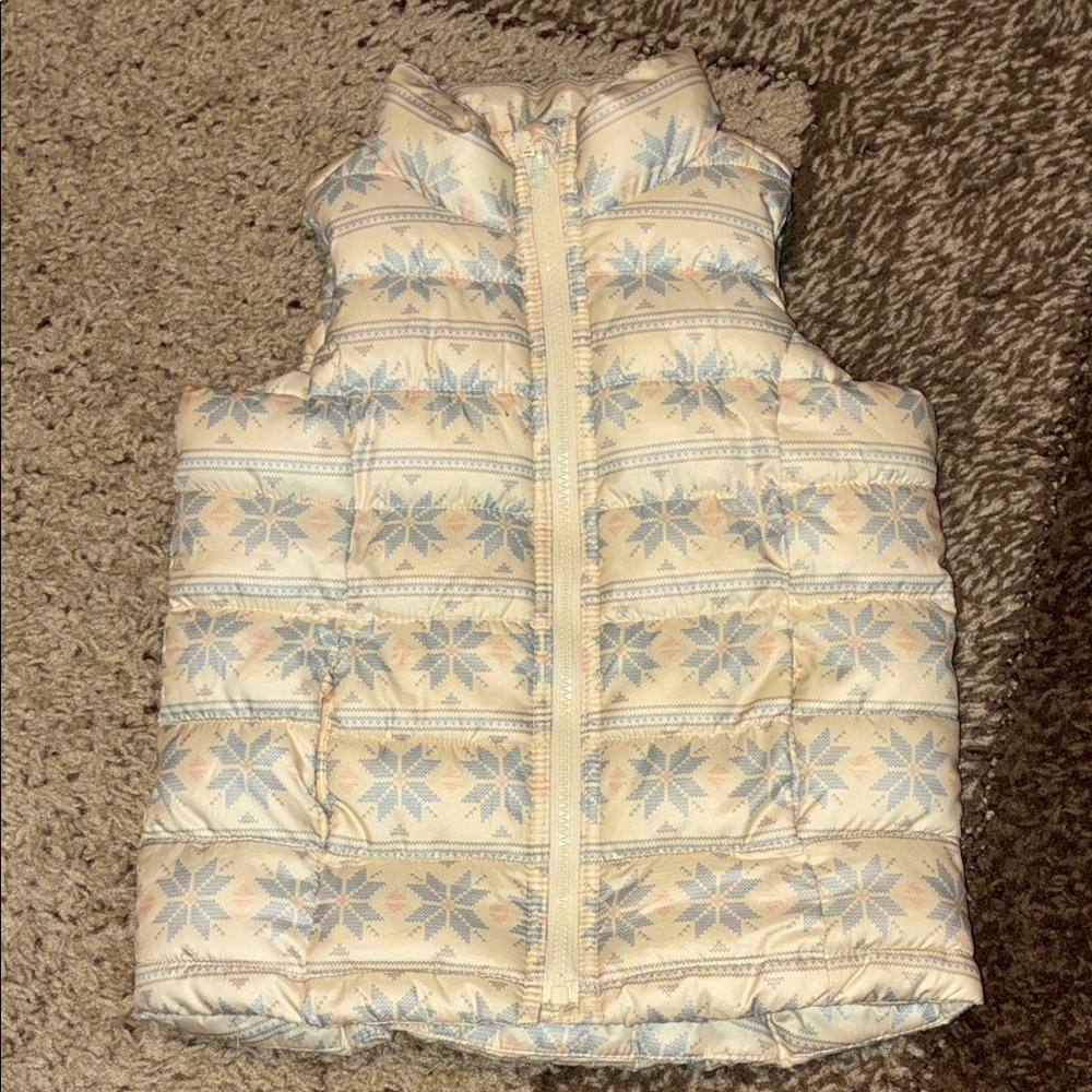 Old Navy Kids Vest with Cream and Blue Snowflake Design
